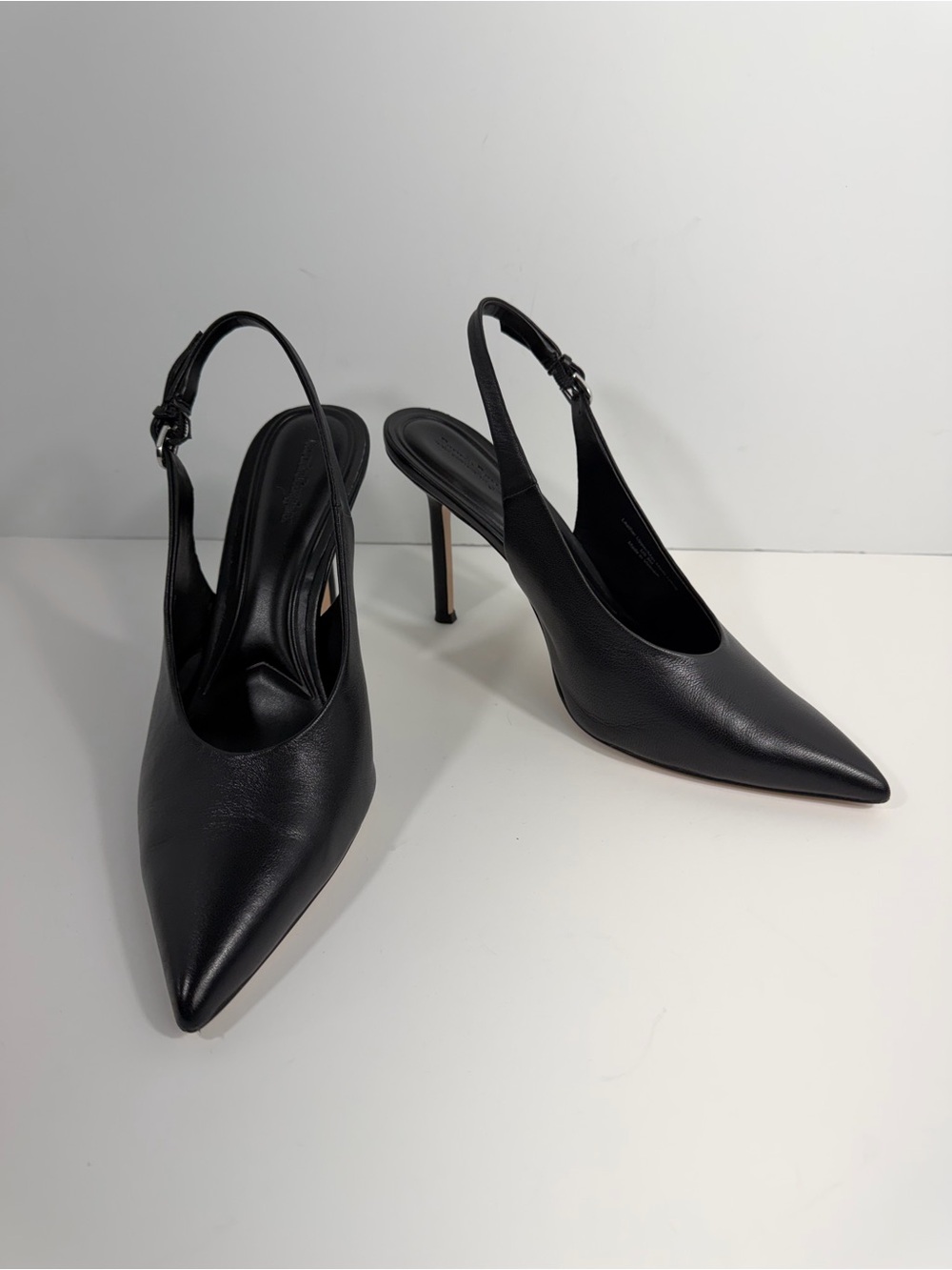 Favorite Daughter Black Leather Remy Pointed Toe Slingback Heels Pump 8 - Picture 3 of 12
